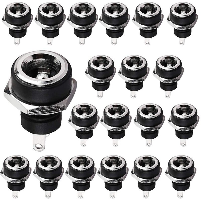 DIYhz 5.5mmx2.5mm 2 Pins DC Power Jack Female Panel Mounting Connector Socket 20 Pieces - Image 1